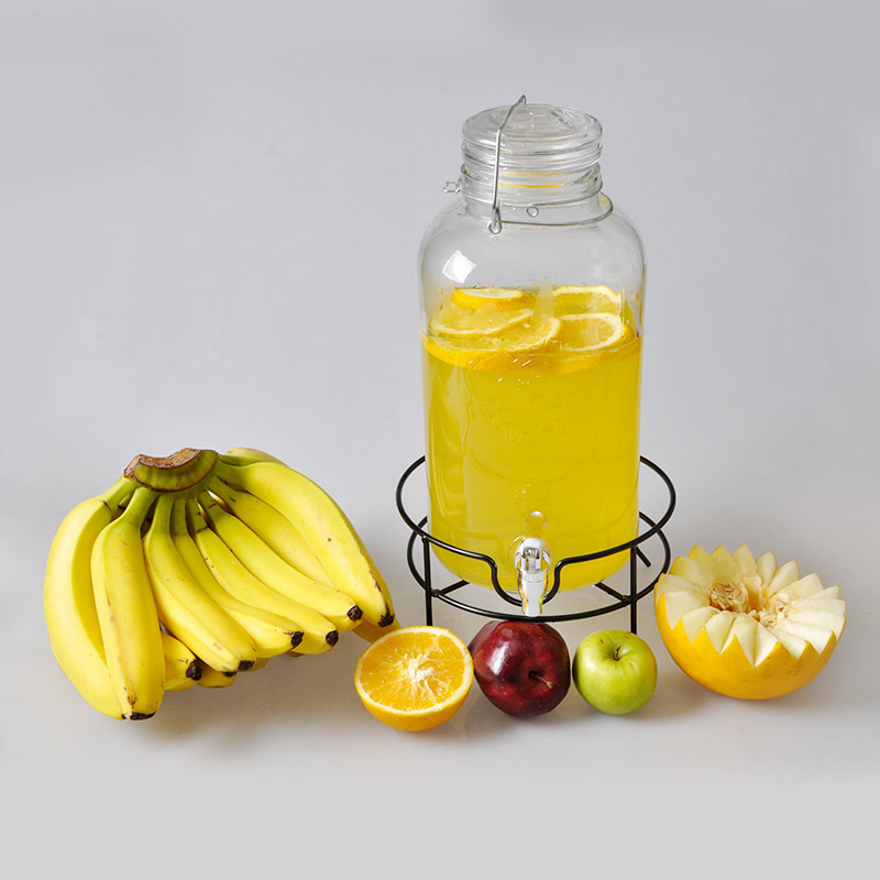 Glass Beverage Dispenser with rack