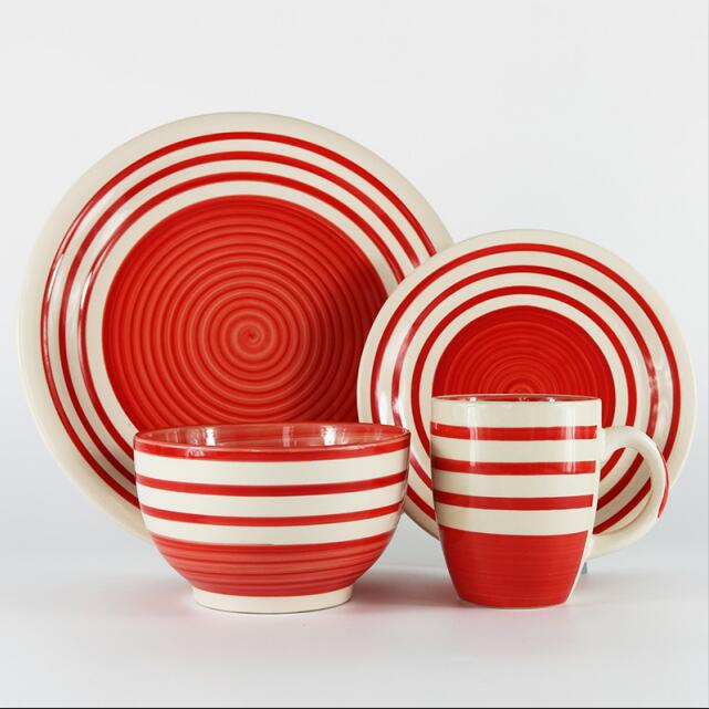 RED New-design-kitchenware-stoneware-hand-painted-dinner 