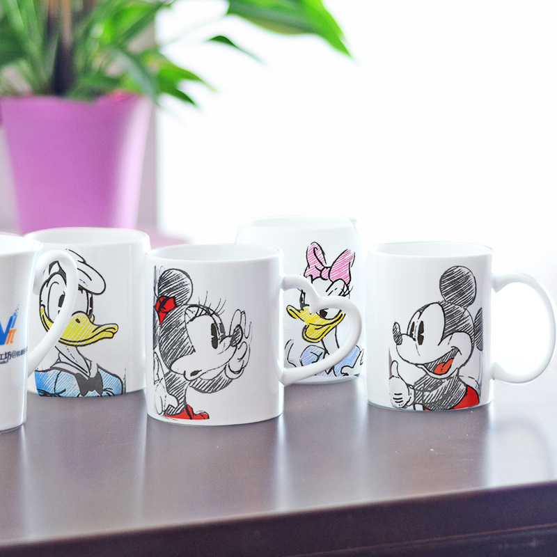 White color mug with cartoon printing 008